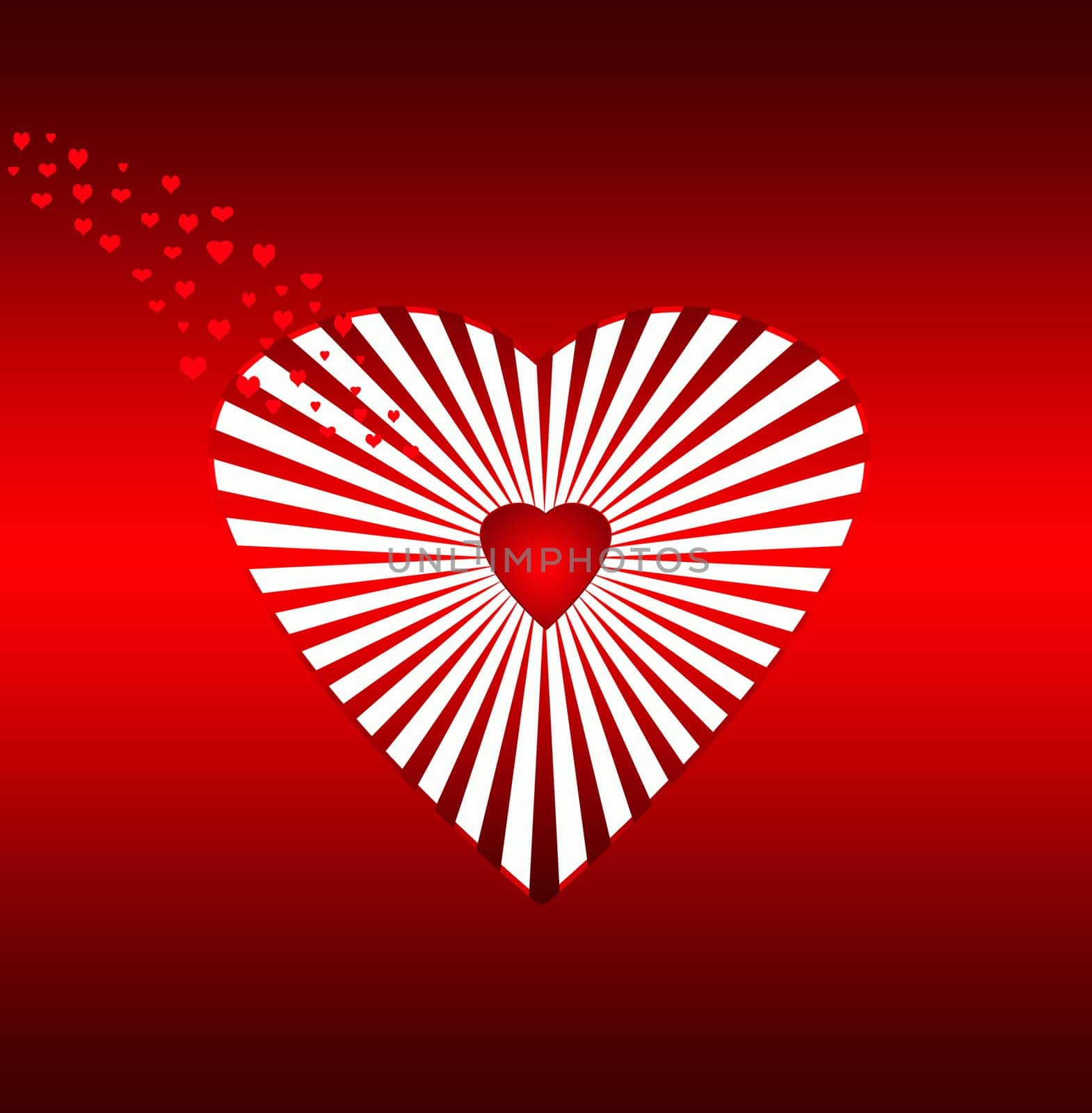 Heart on red background illusion