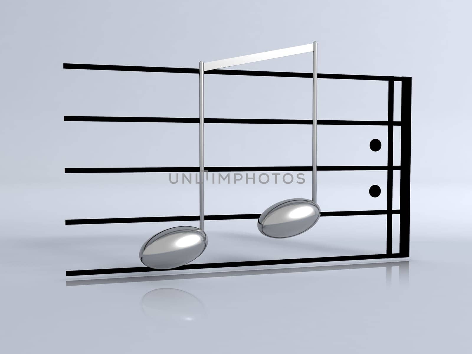 3d scene of the music notes.