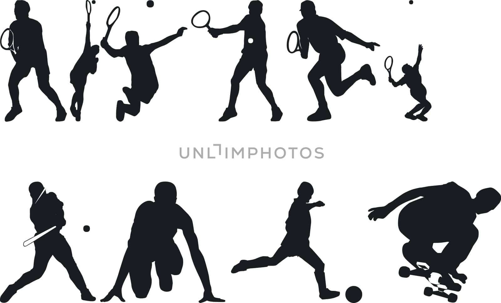 Illustration of Athlete Silouettes - Vector