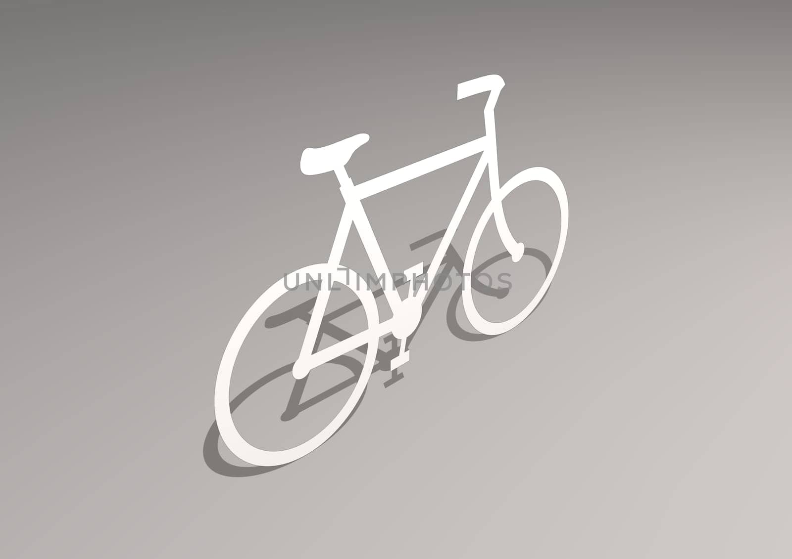 Perspective Illustration of a bicycle with drop shadow