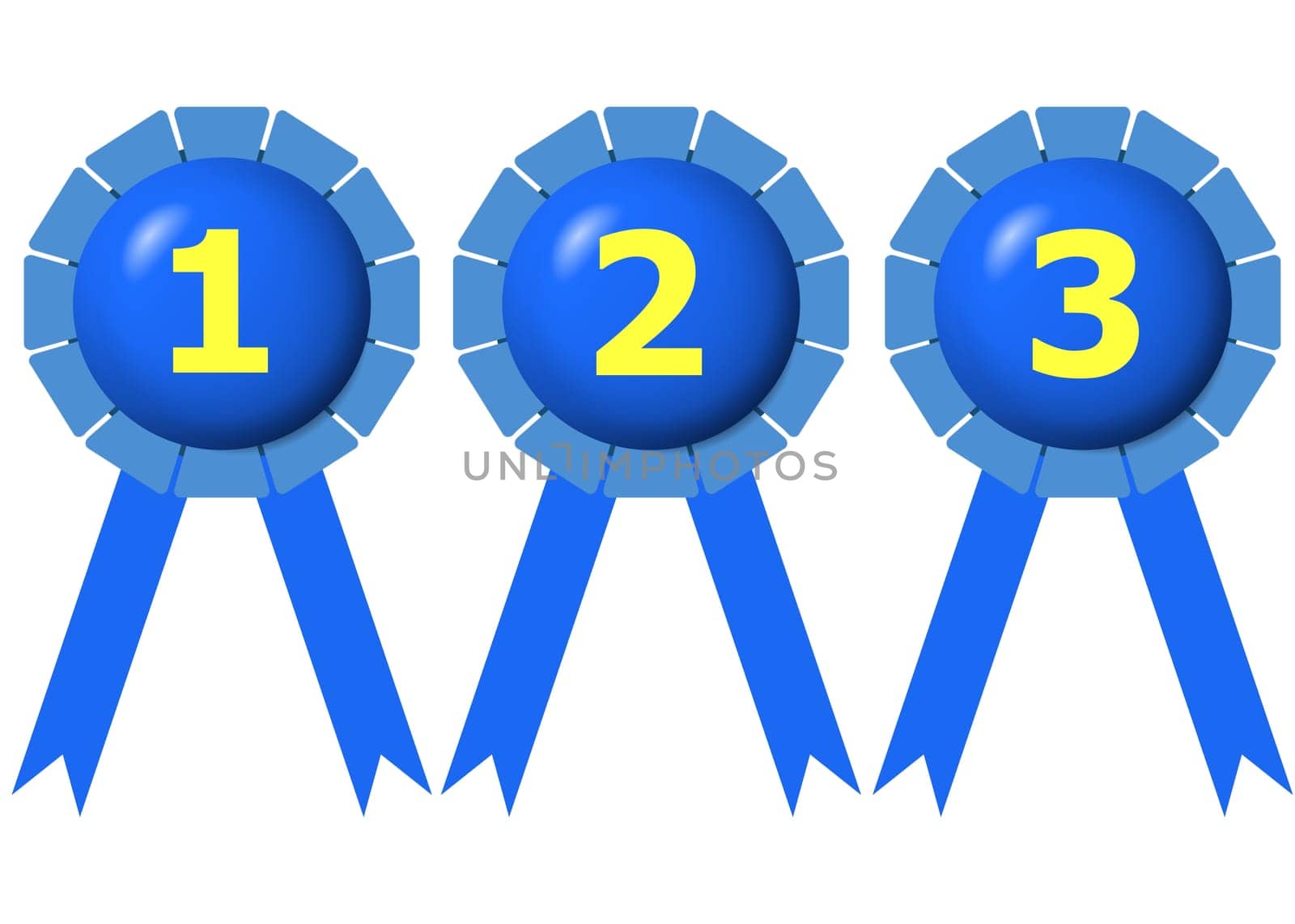 Illustration of 3 winning ribbons