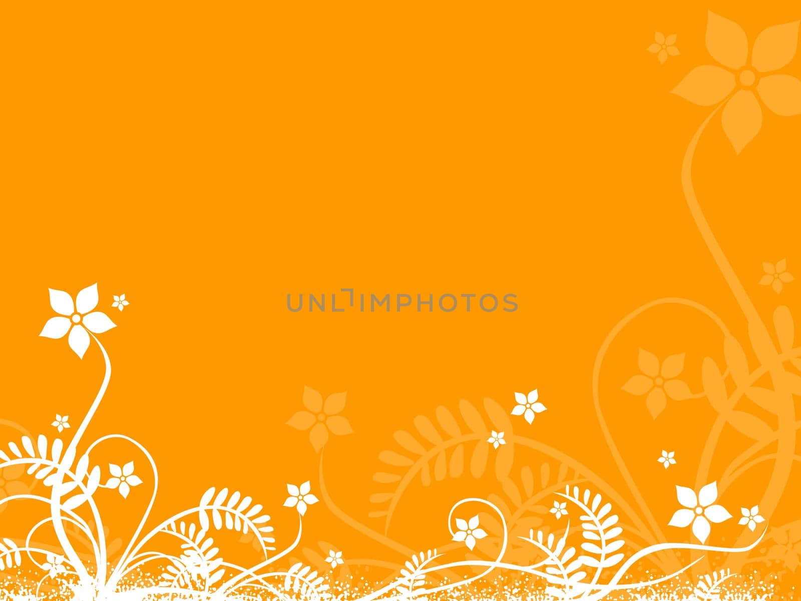 abstract white floral design in orange and red background