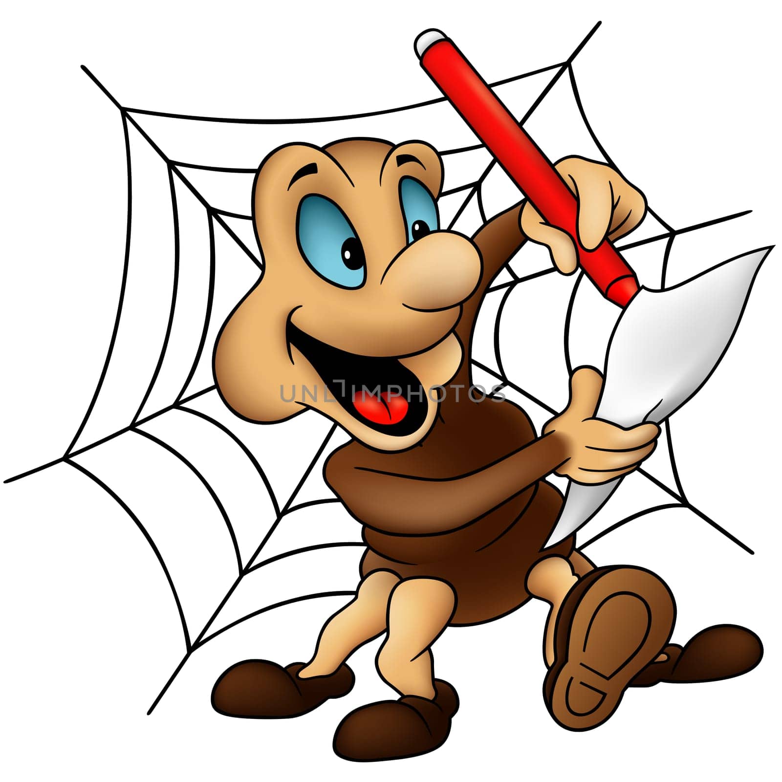 Spider painter  - Highly detailed cartoon illustration as vector image