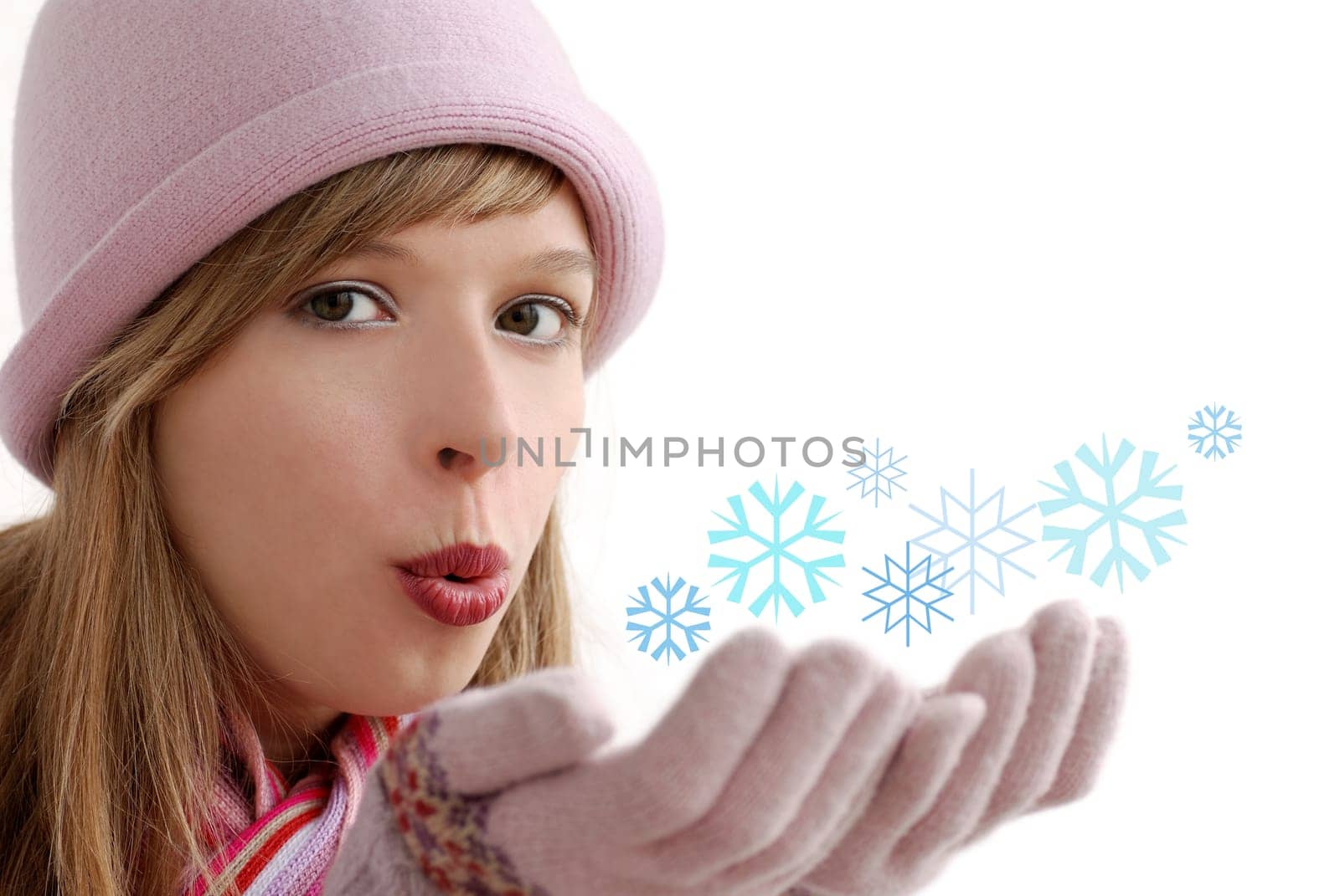 Girl with snowflakes