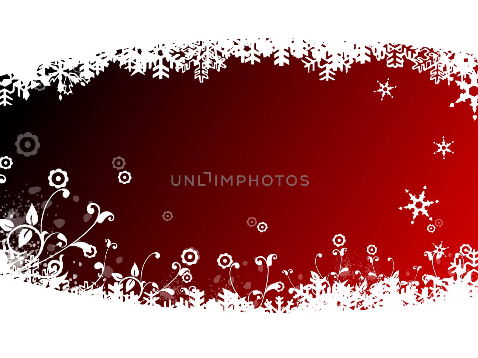 christmas balls with snow flake and floral on red/blue background