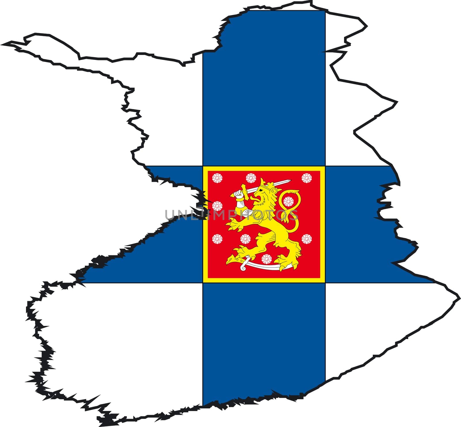 Illustration Vector of a Map and Flag from Finland