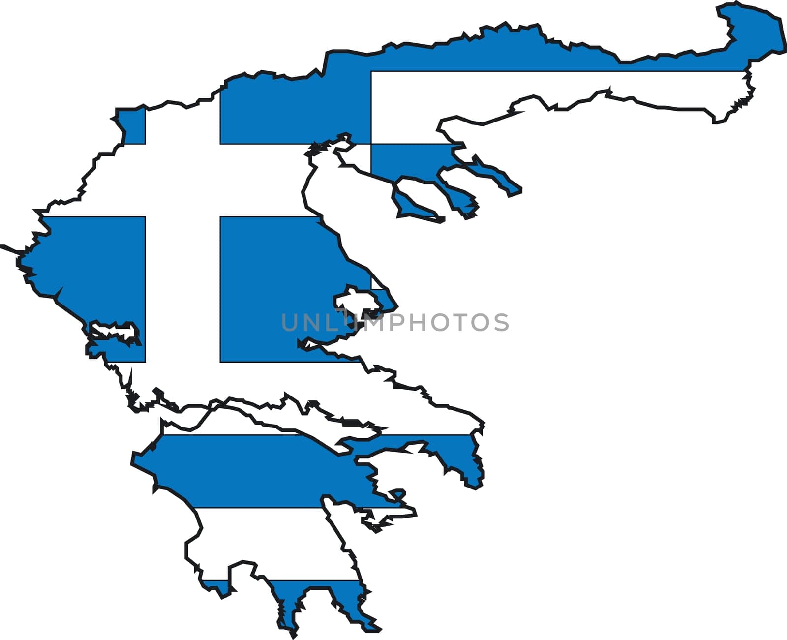 Illustration Vector of a Map and Flag from Greece
