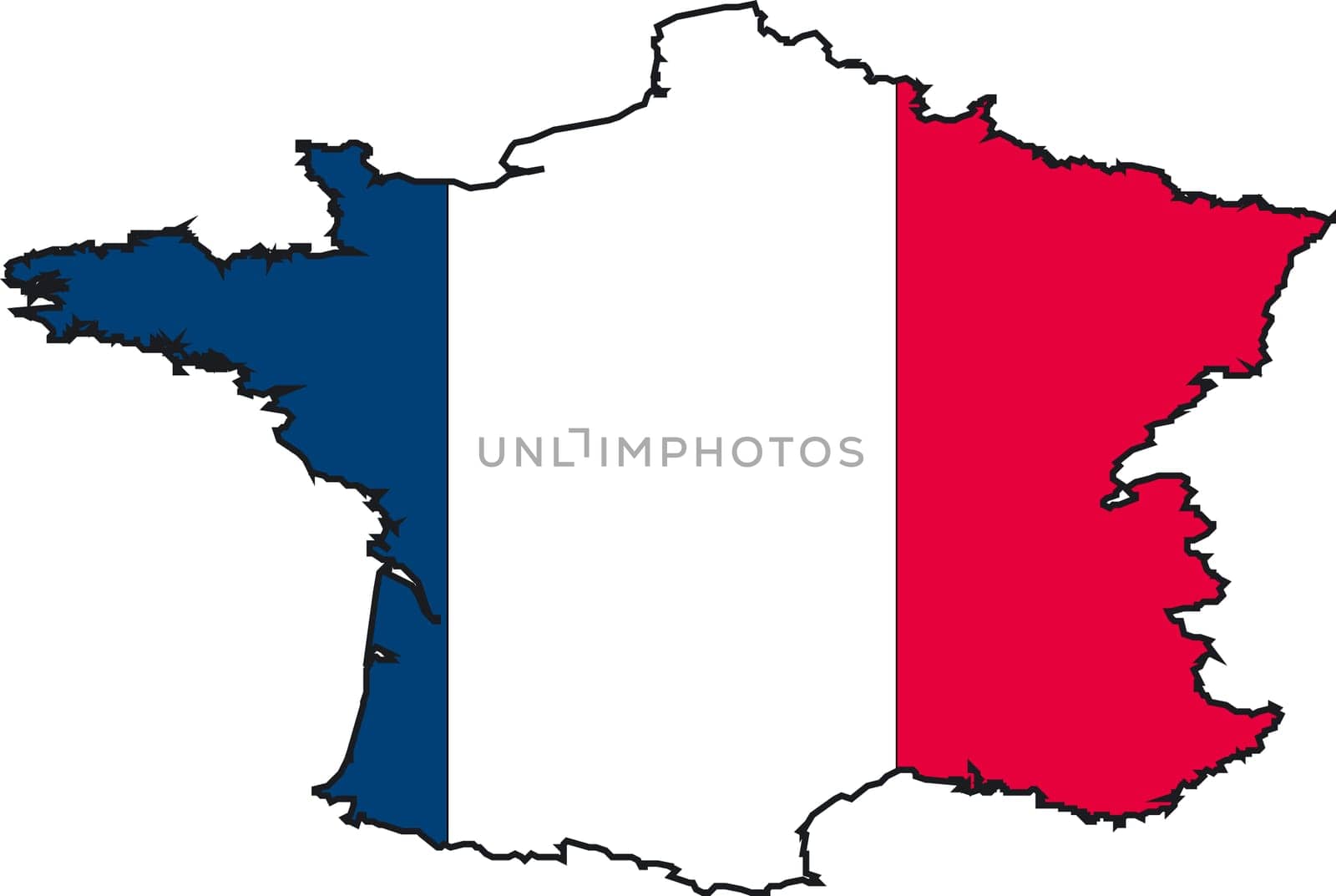 Illustration Vector of a Map and Flag from France