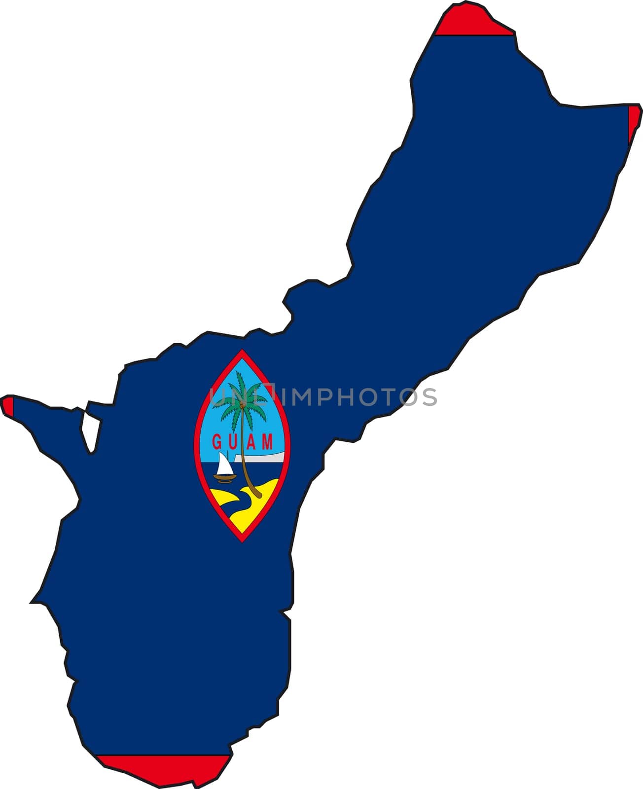 Illustration Vector of a Map and Flag from Guam