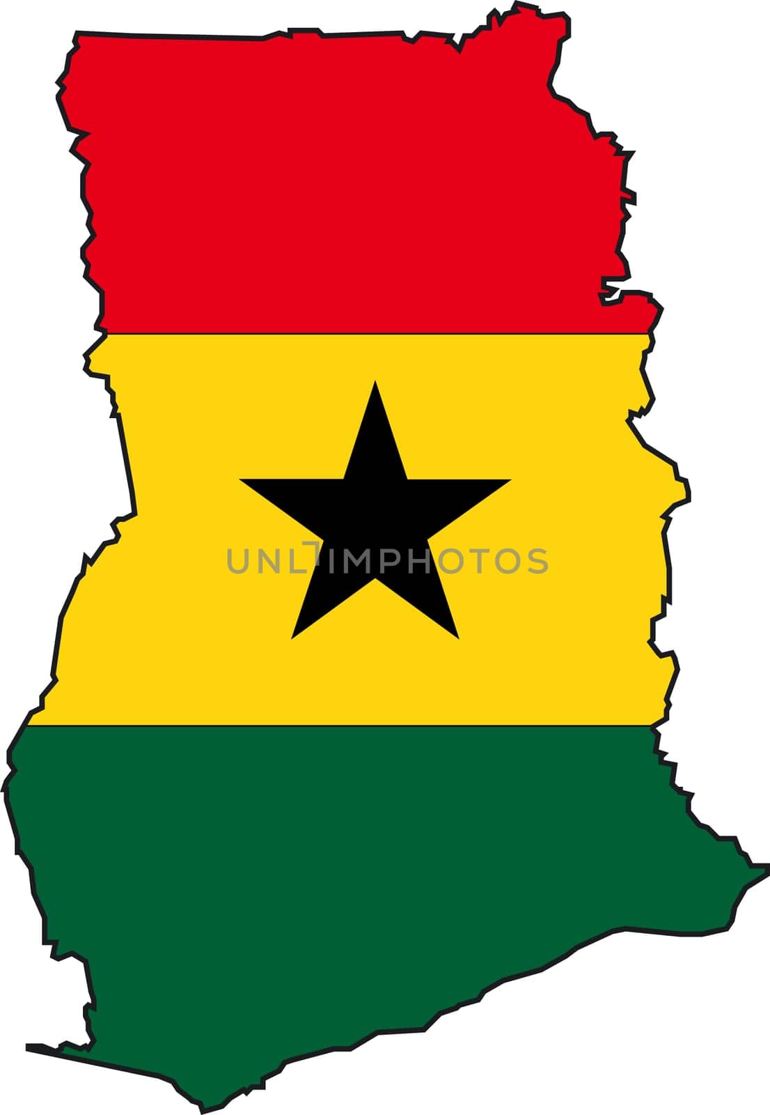 Illustration Vector of a Map and Flag from Ghana
