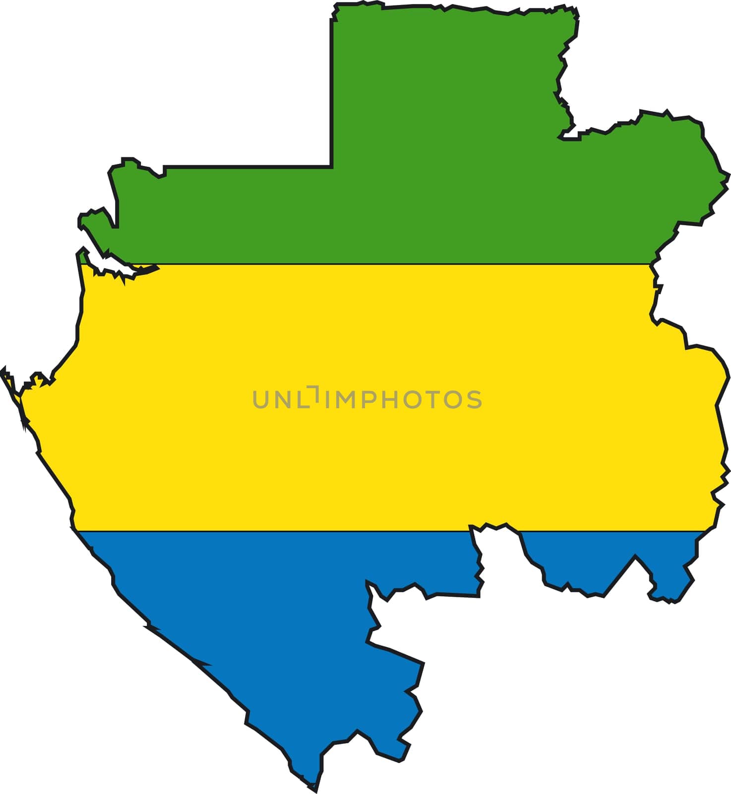 Illustration Vector of a Map and Flag from Gabon