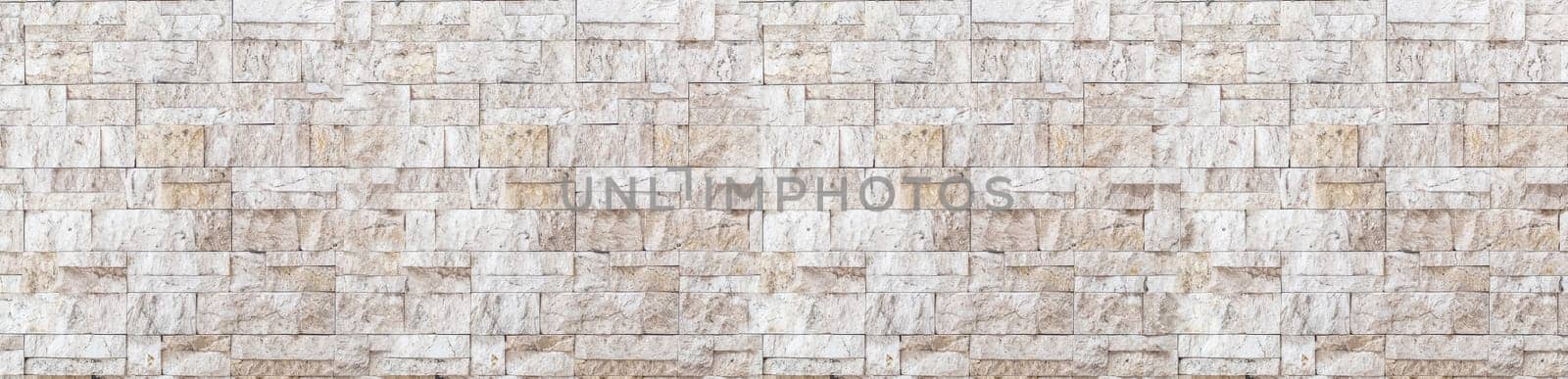 Panoramic Wide angle brown white beige travertine wall brick wall art concrete or stone texture background