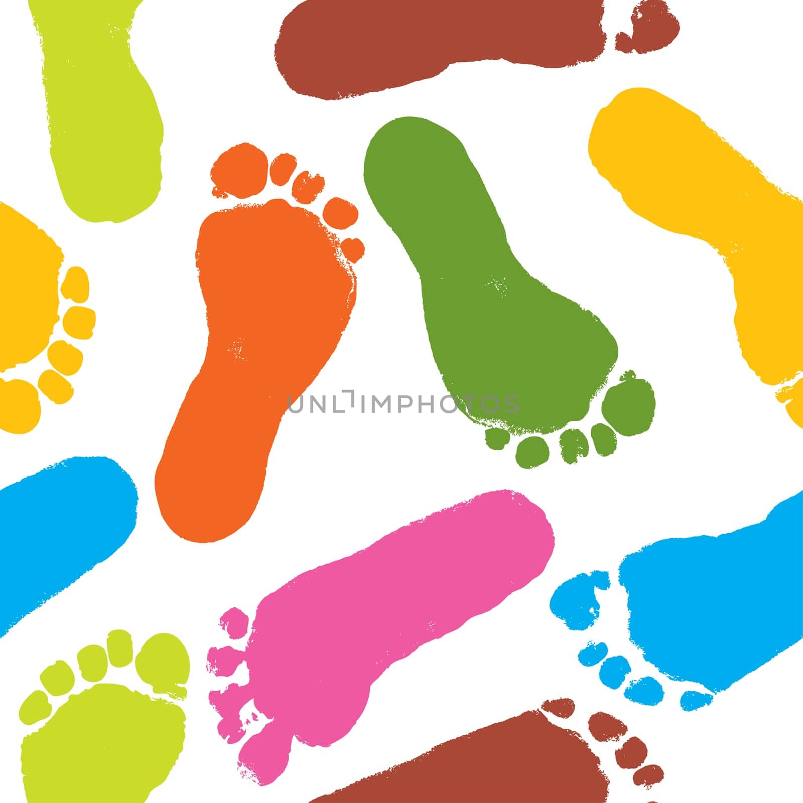 Seamless pattern, prints of foots of the child, vector illustration