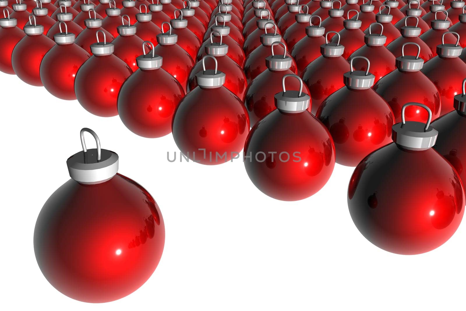 Red Christmas Balls. 3D Render Illustration.
