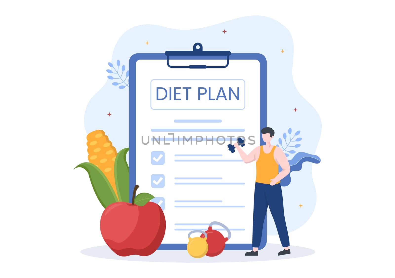 Weight Loss Template Hand Drawn Cartoon Flat Illustration of People Overweight doing Exercise, Training and Planning Diet for a Slim Body