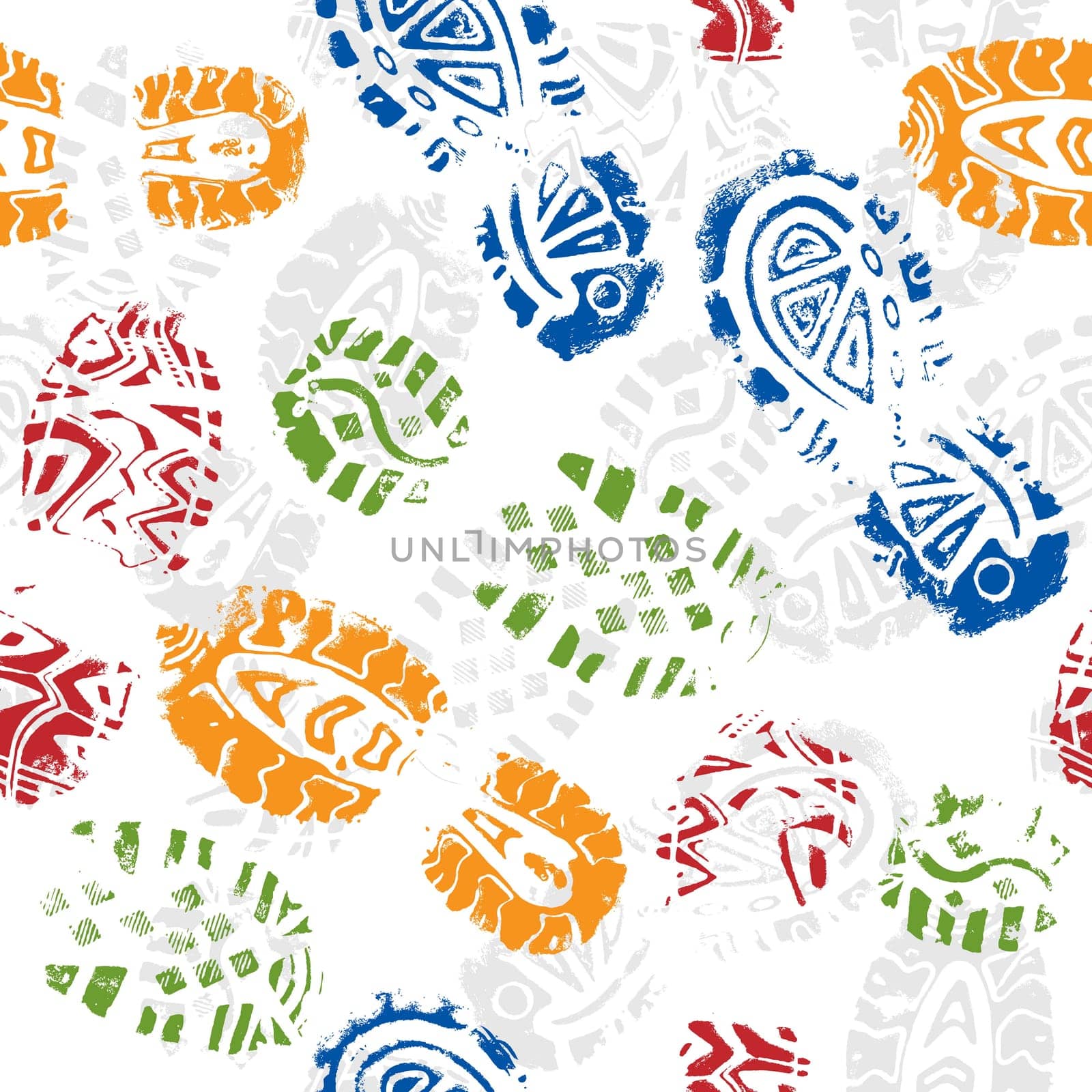 Seamless pattern, prints of foots of the child, vector illustration