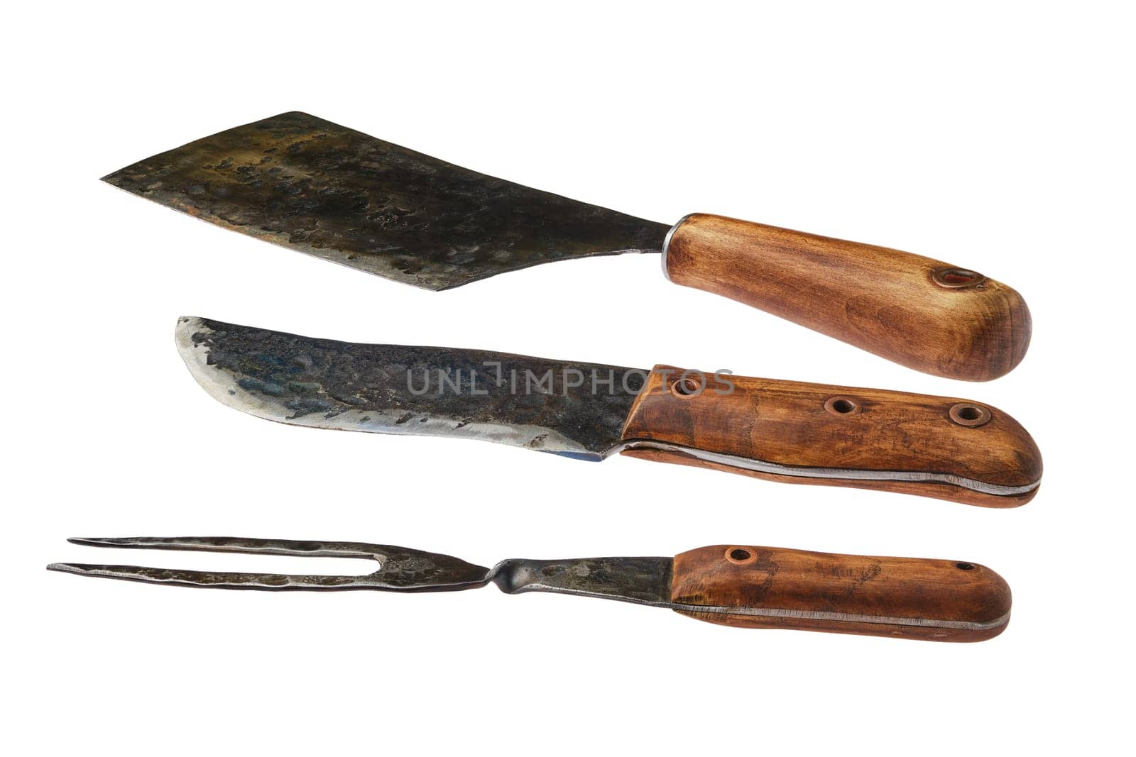 Set of rustic country-style butcher's utensils