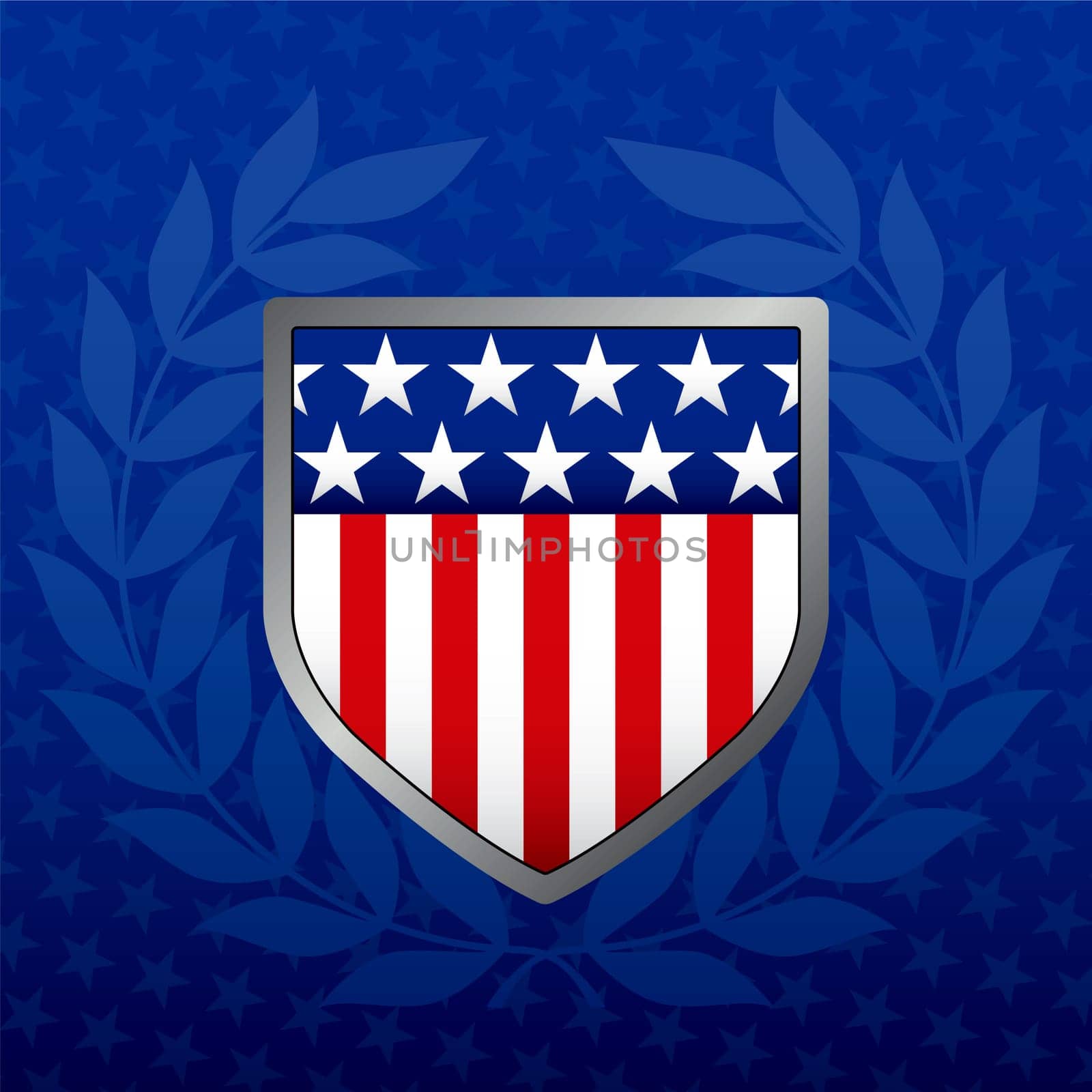 Red White and Blue Shield on a Star Background