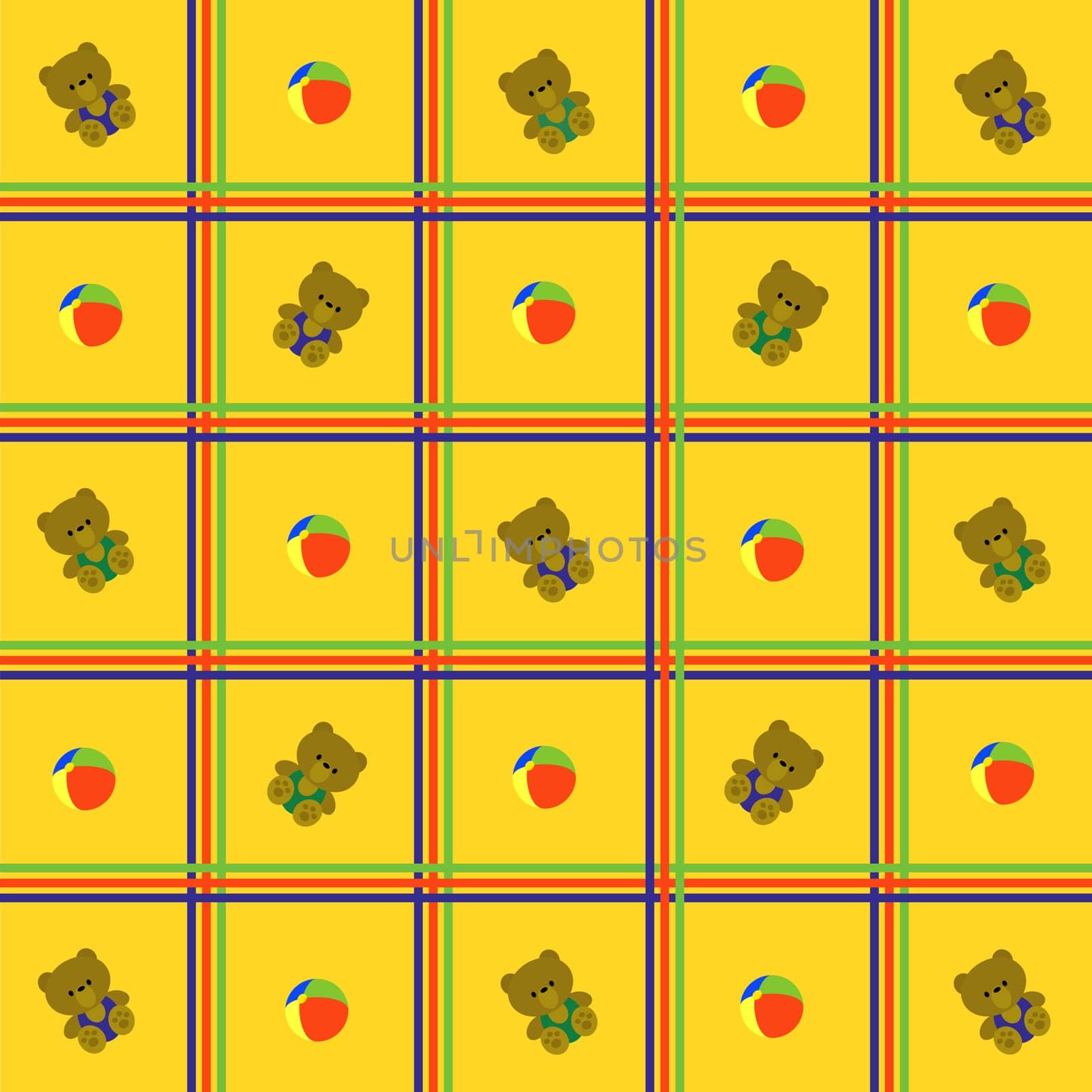 Yellow, cellular background with toys, eps8 format