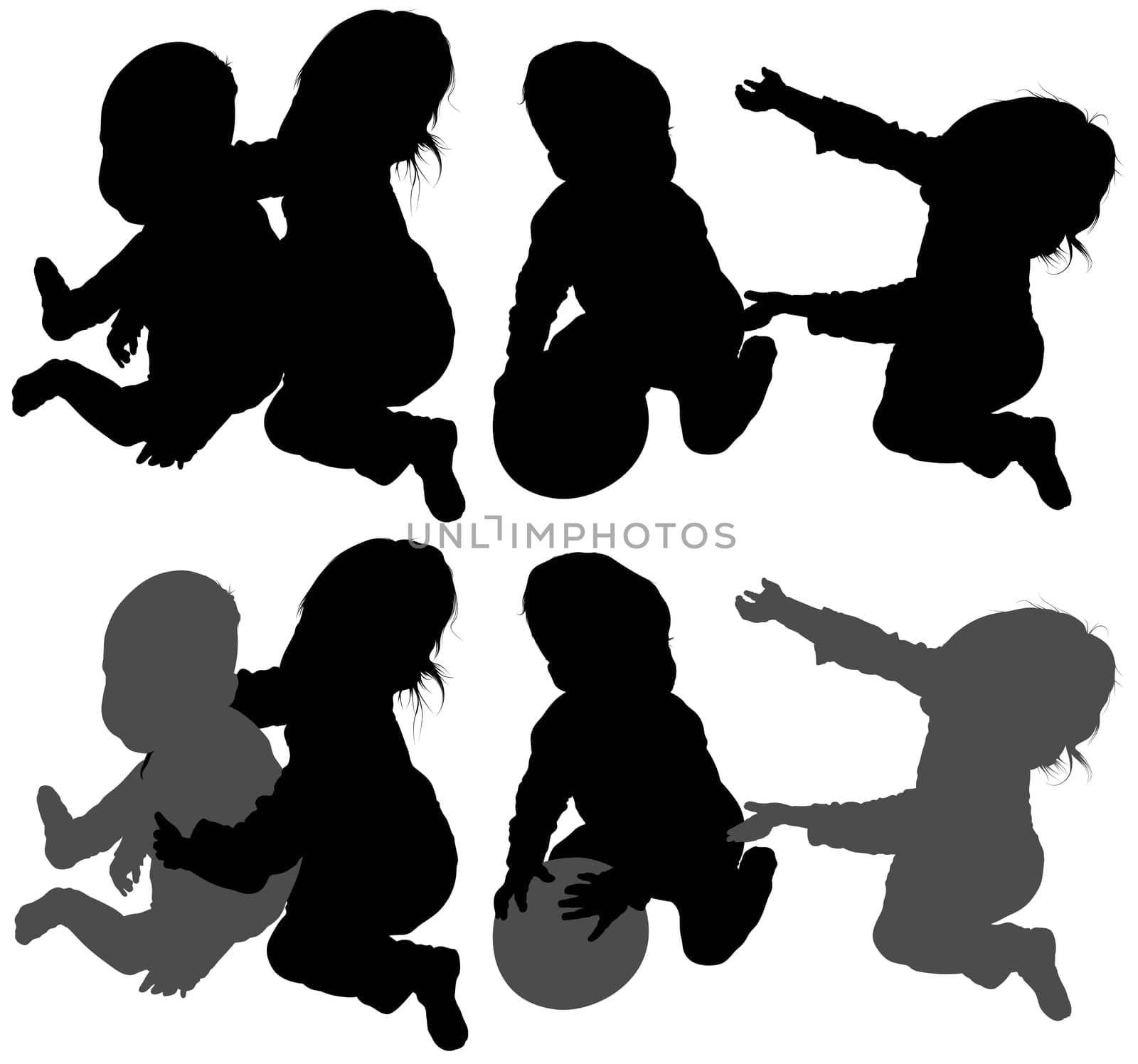 Childrens Games 04 - detailed silhouettes as illustrations, vector
