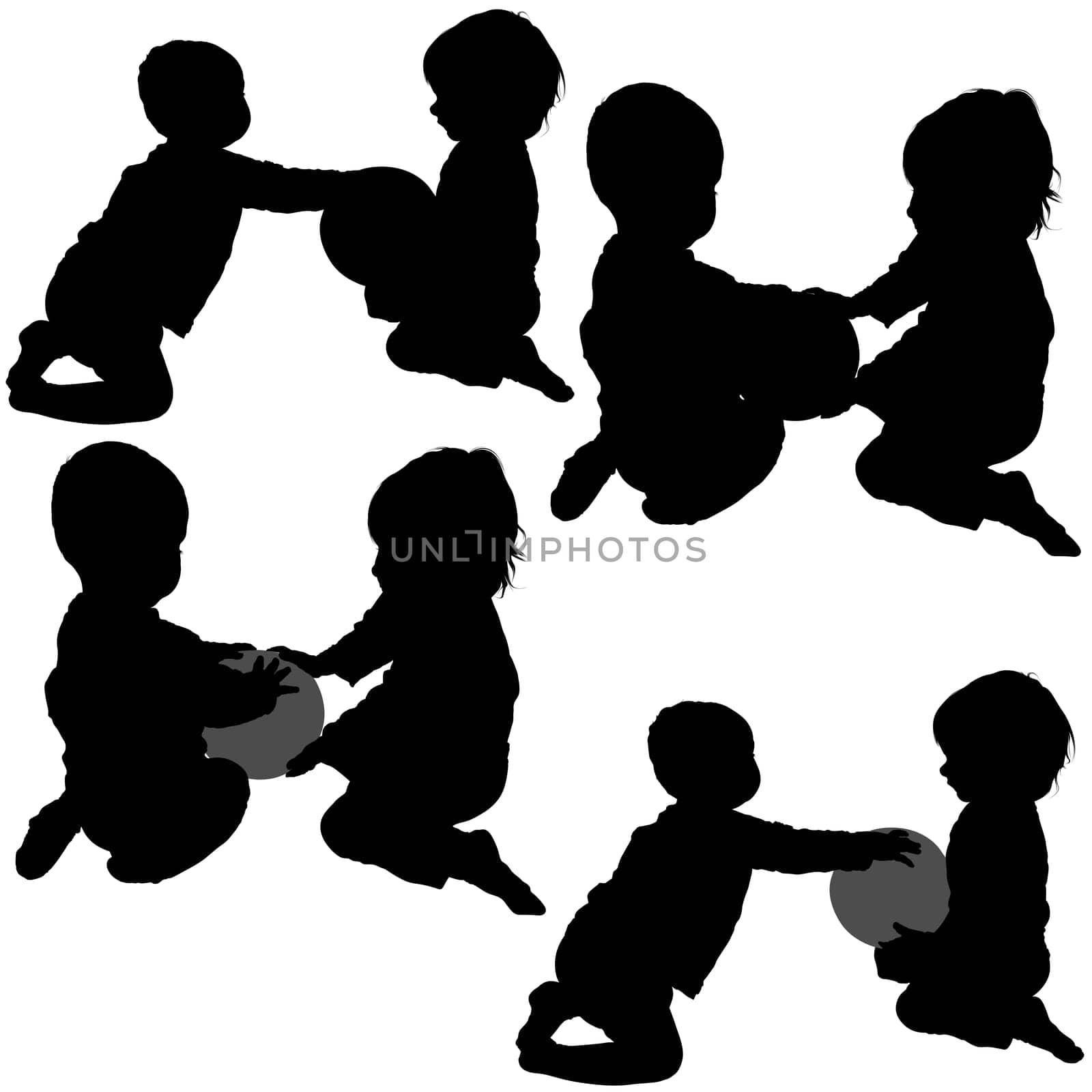 Childrens Games 03 - detailed silhouettes as illustrations, vector