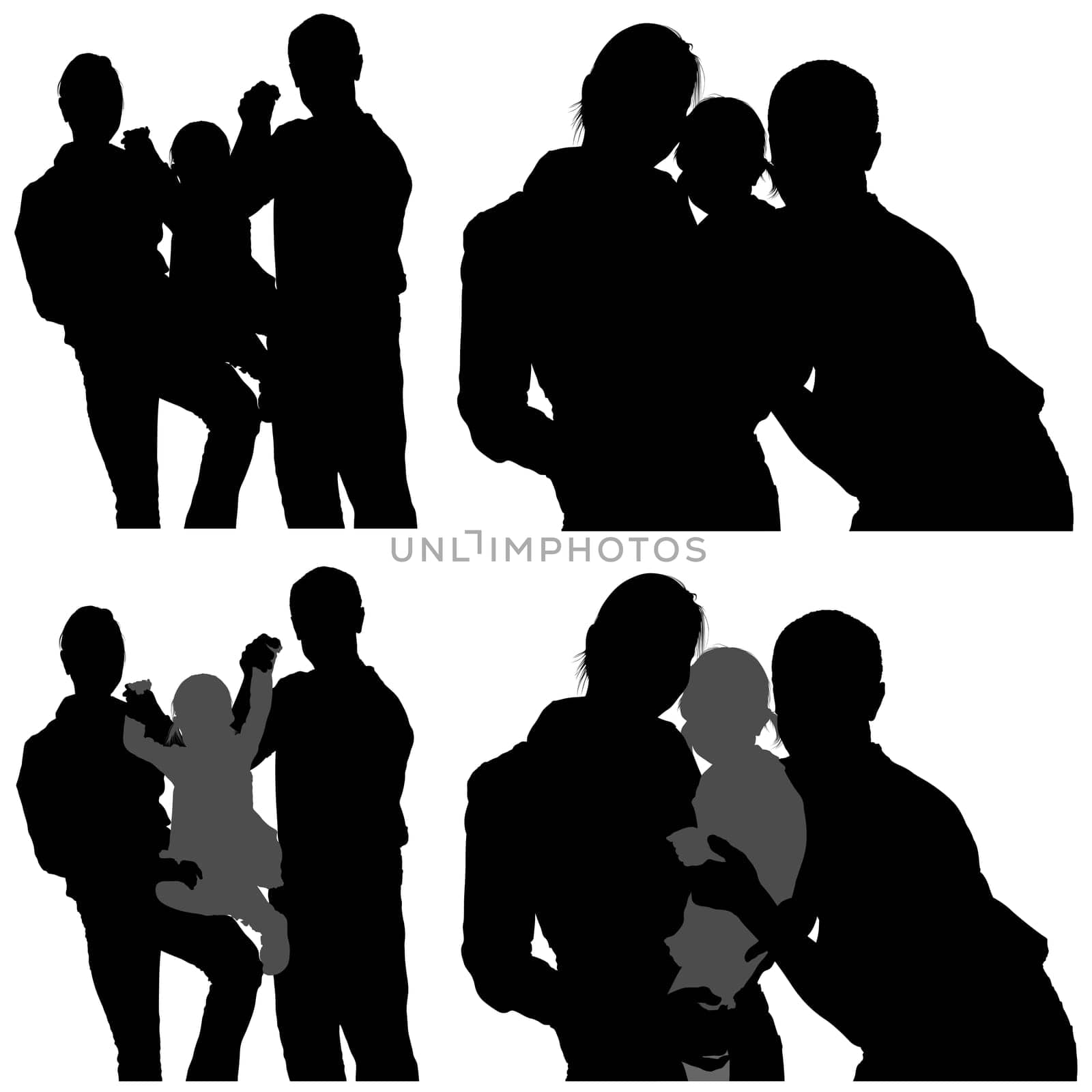 Family Silhouettes 09 - detailed illustrations as vector