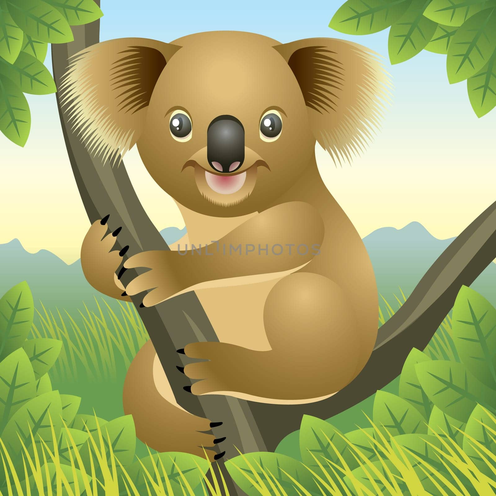 Vector illustration of a baby koala. If you like this illustration, check out our baby animal collection.    You can use any vector compatible software to open/modify/use the file. The different graphics are on separate layers so they can be easily edited