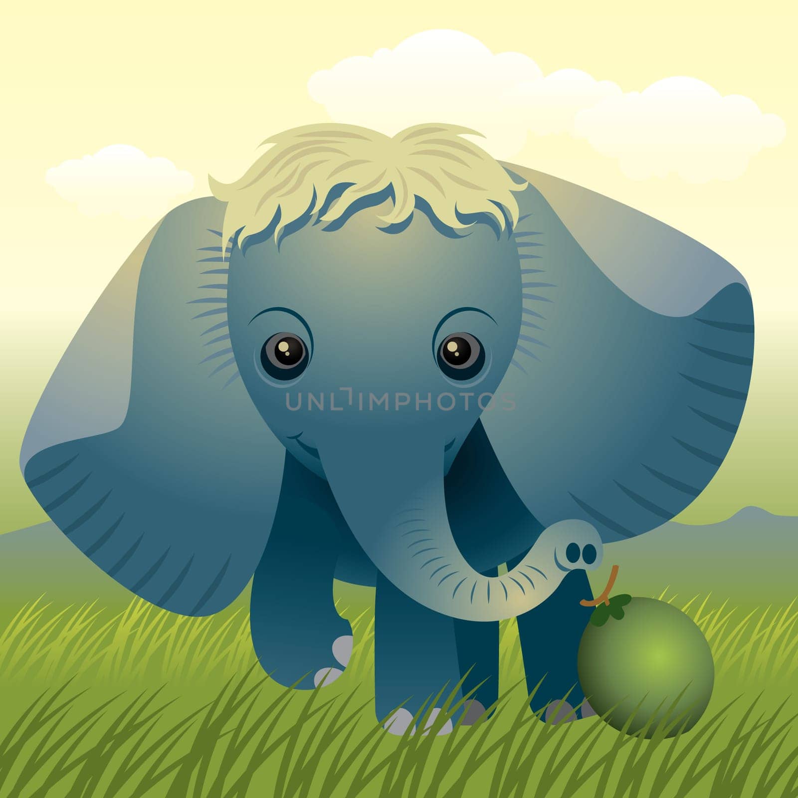 Vector illustration of a baby elephant. If you like this illustration, check out our baby animal collection.    You can use any vector compatible software to open/modify/use the file. The different graphics are on separate layers so they can be easily edi