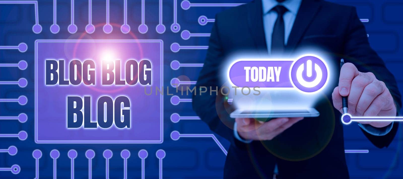 Text sign showing Blog Blog Blog, Word for Internet blogging trend modern virtual communication