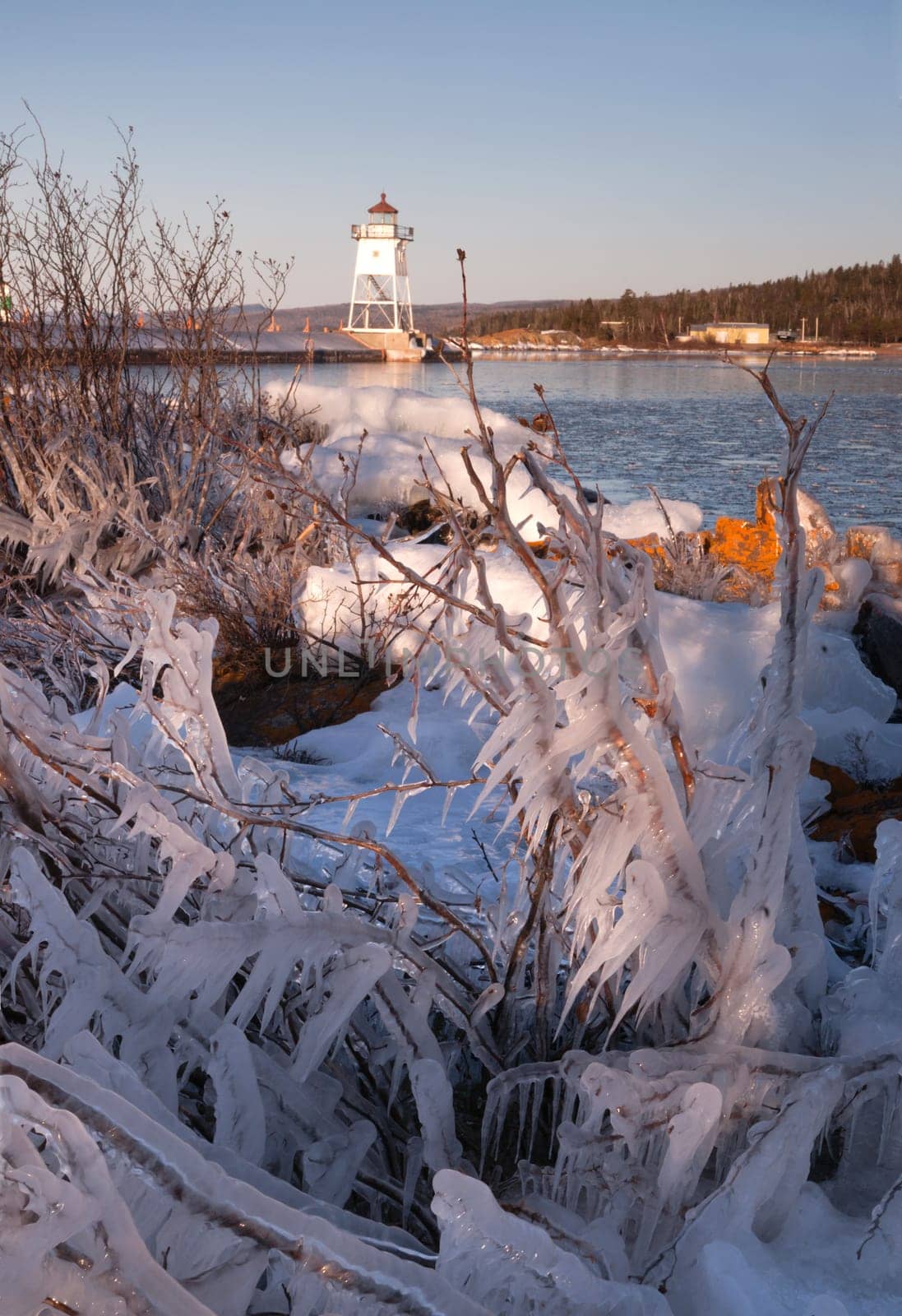 It's still winter here in the harbor at Grand Marais