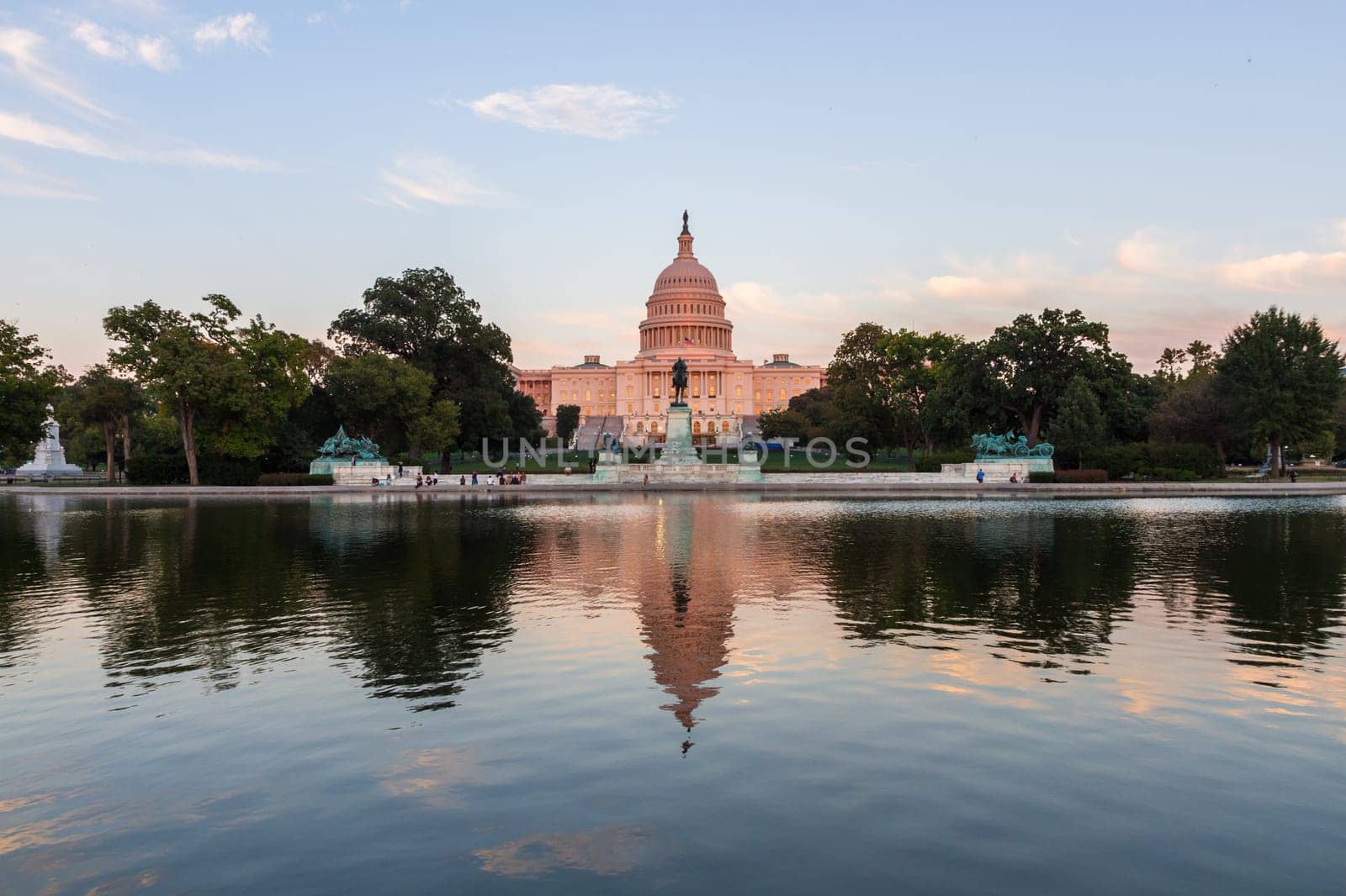 This photo was shot from the US Capital building in Washington DC, USA in the evening after sunset.