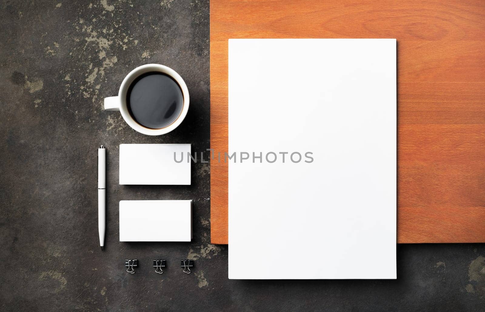 Blank corporate stationery set. Brand identity mockup. Flat lay.