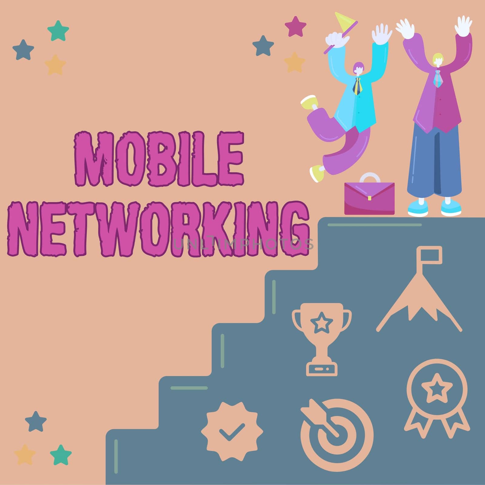 Conceptual caption Mobile NetworkingCommunication network where the last link is wireless, Concept meaning Communication network where the last link is wireless