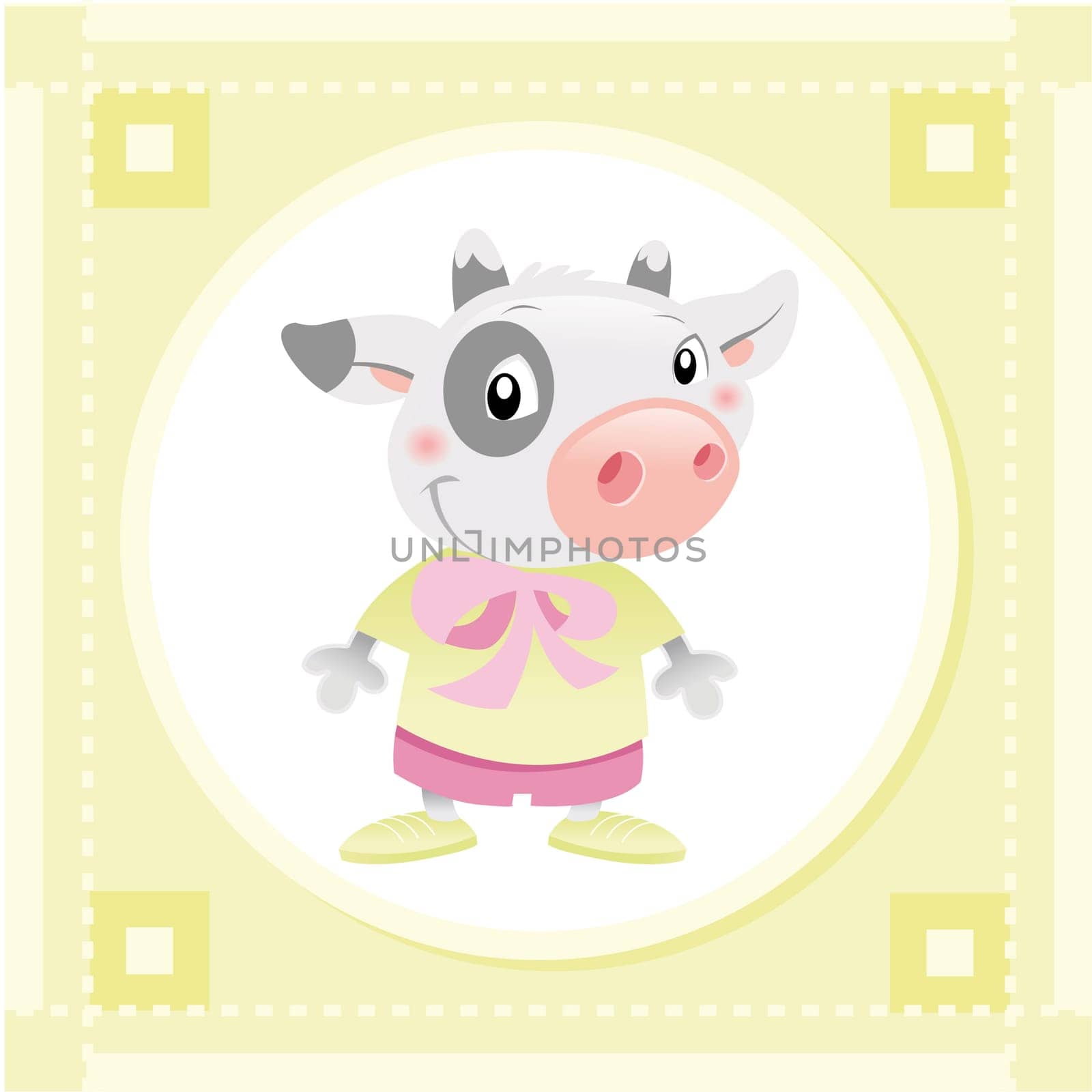 Baby Cow, funny cartoon and vector Illustration