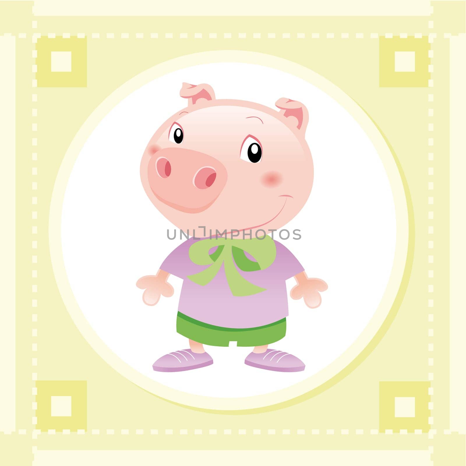 Baby Pig, funny cartoon and vector Illustration
