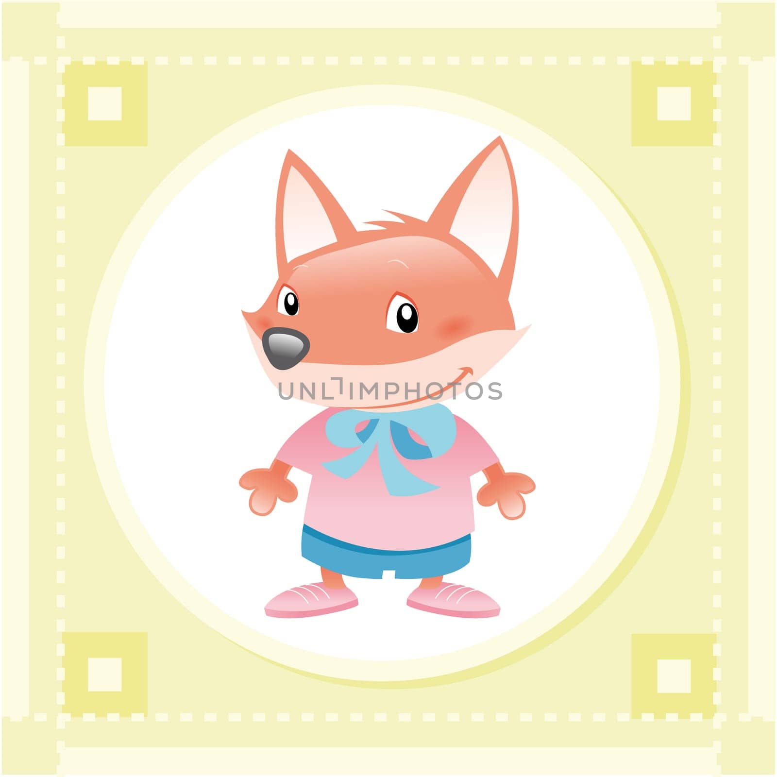 Baby Fox, funny cartoon and vector Illustration