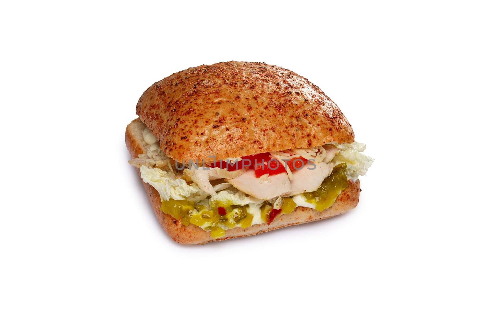 Layout for menu. Burger with beef, bell pepper, cabbage, cucumber and cheese