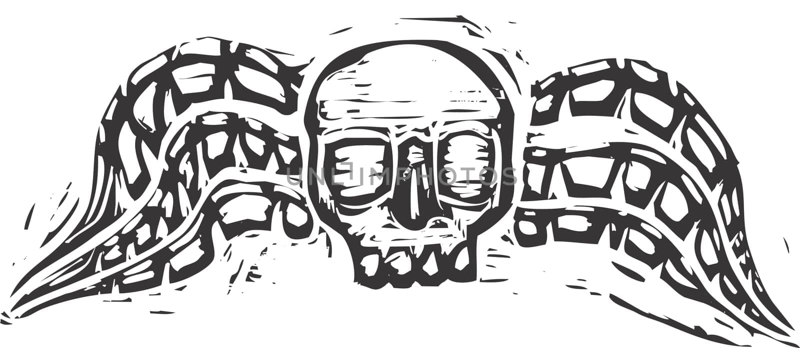 Winged skull design evoking the image of a gravestone from the 18th century. by dpcrestock