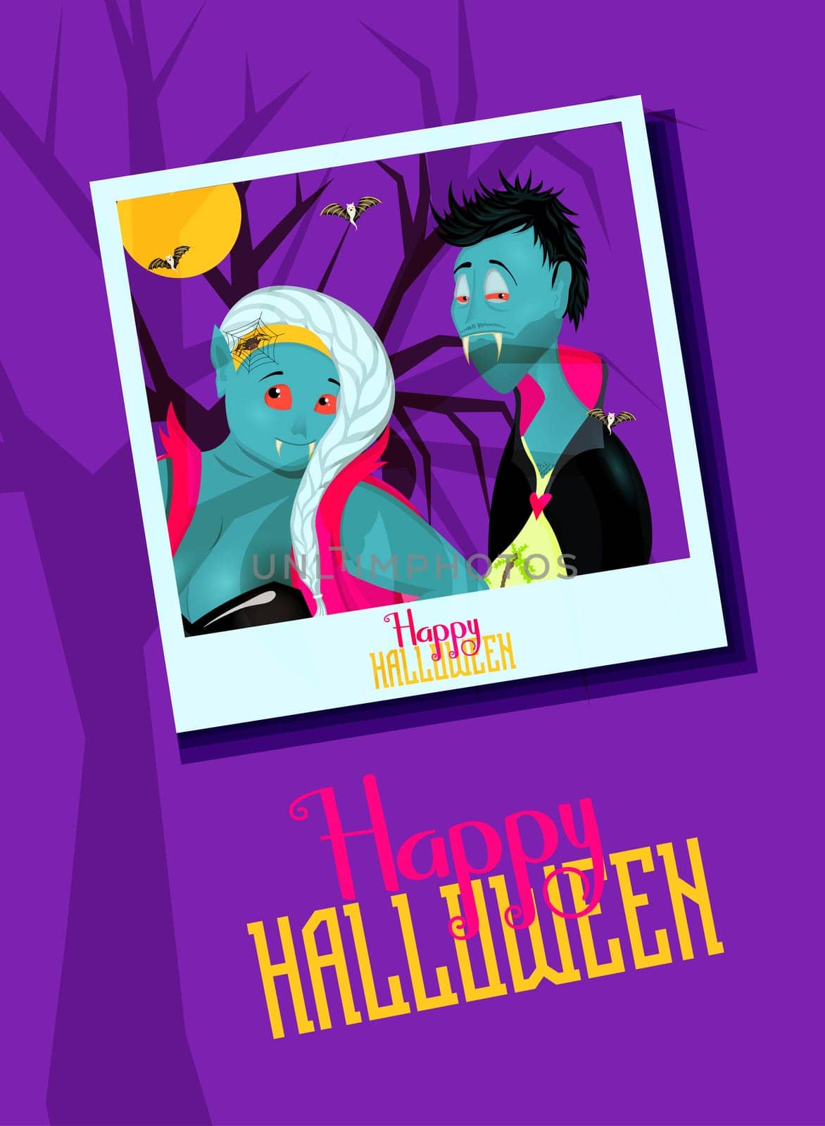 Boo Funny vampire. Halloween character. Scary and terrible vampire. Happy Halloween.