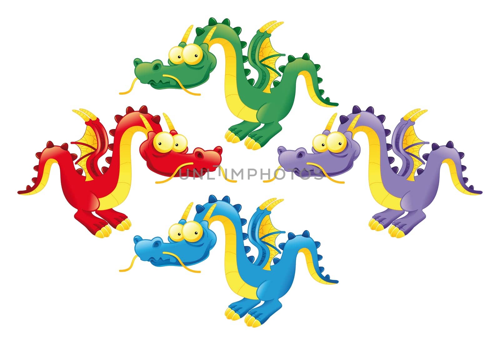 Funny dragons - cartoon and vector characters