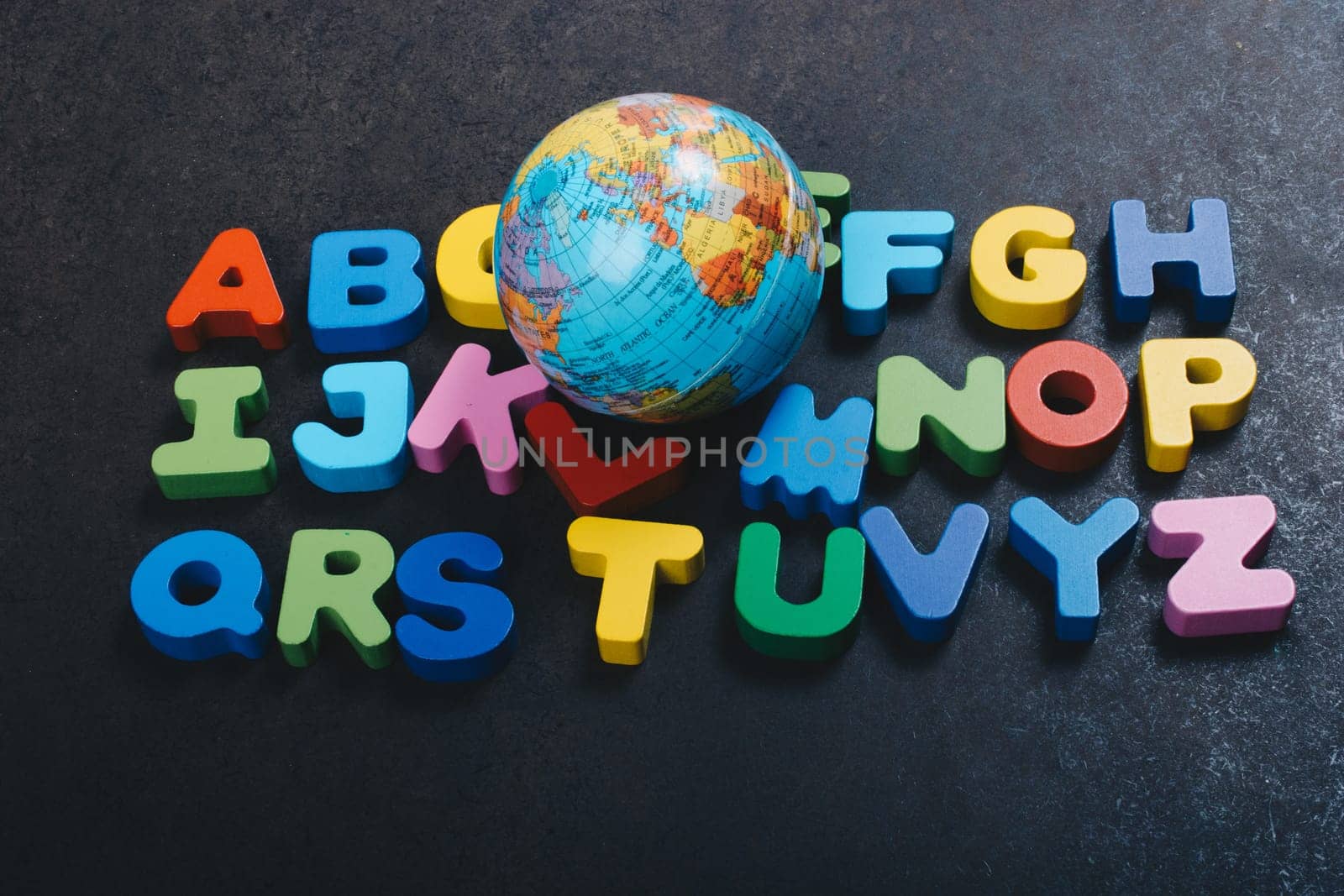Alphabet  ABC  wooden  letters for early education concept