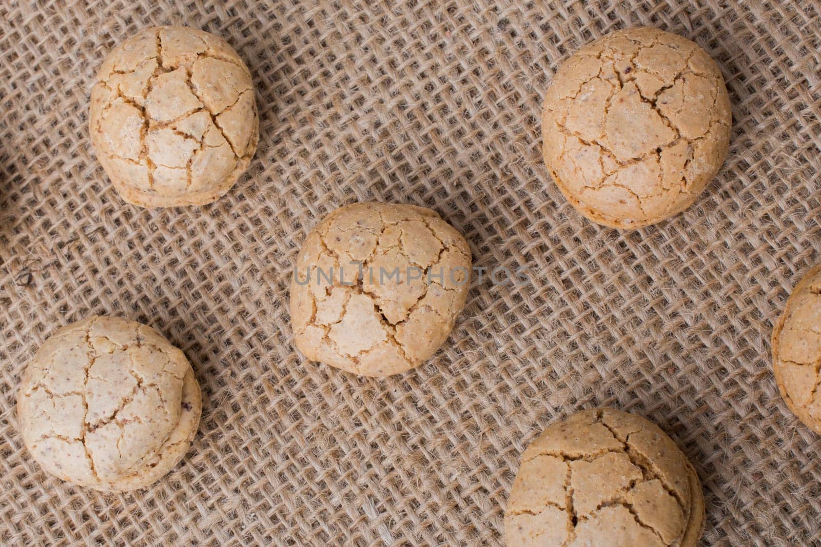 Turkish almond cookies on a linen canvas