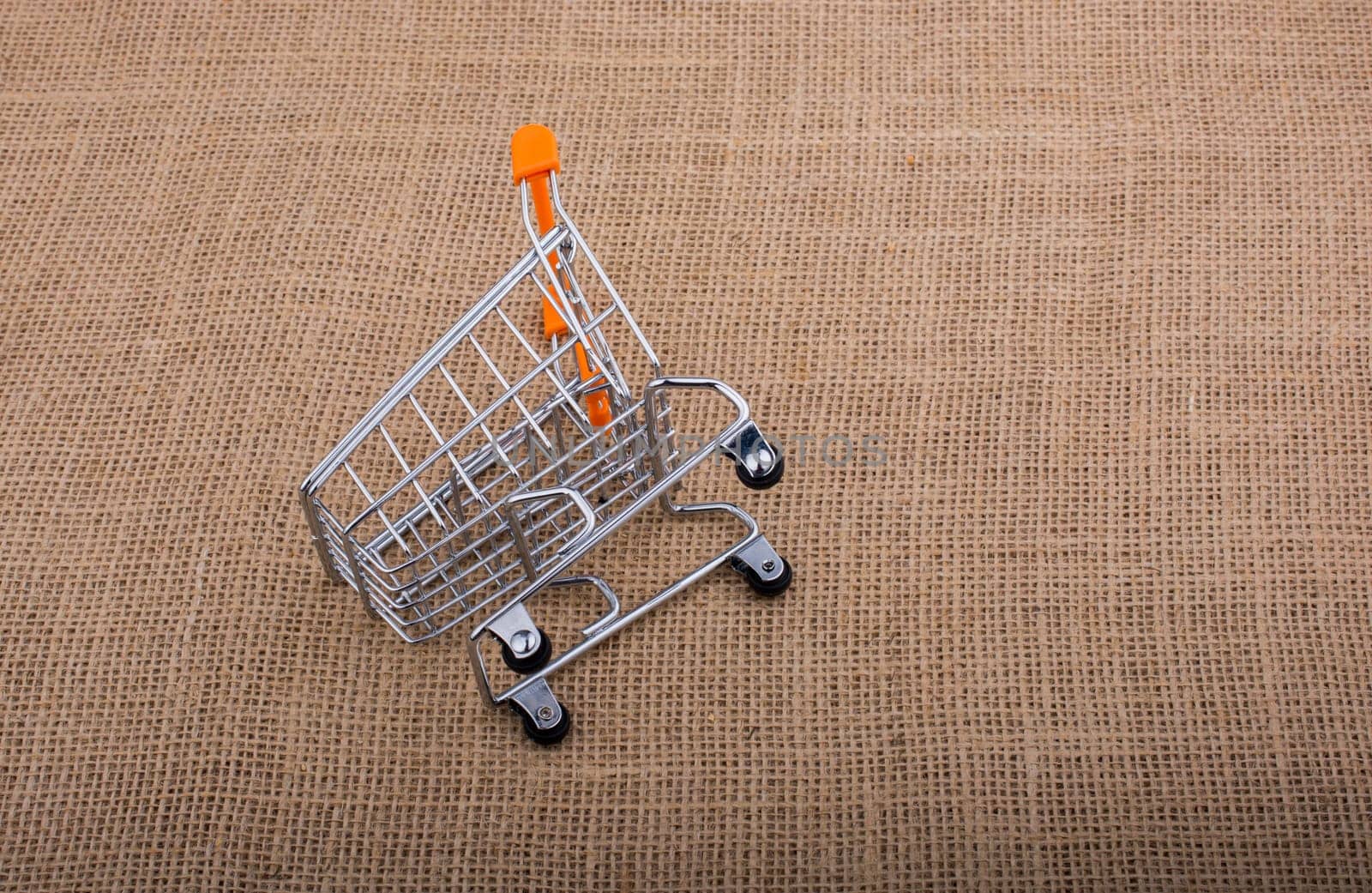 Shopping cart placed  on canvas background