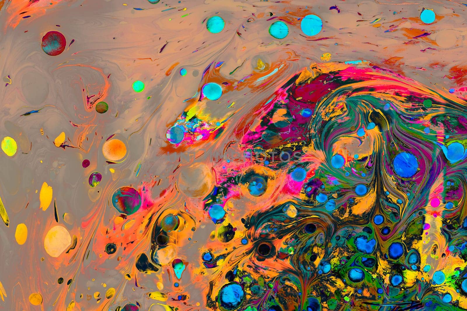 Traditional Ottoman Turkish marbling art patterns as abstract colorful background
