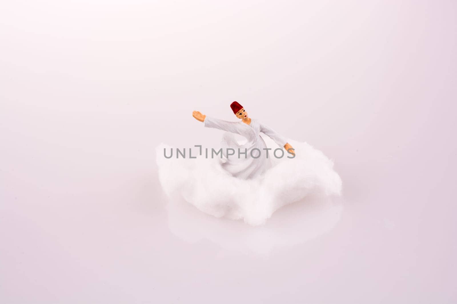 Sufi Derviş on a Cloud on a white background
