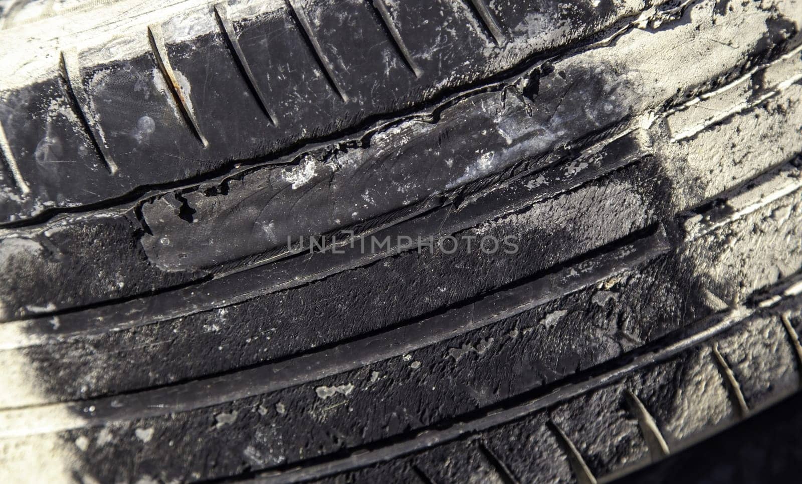 Detail of old car tires, environmental disaster, recycling