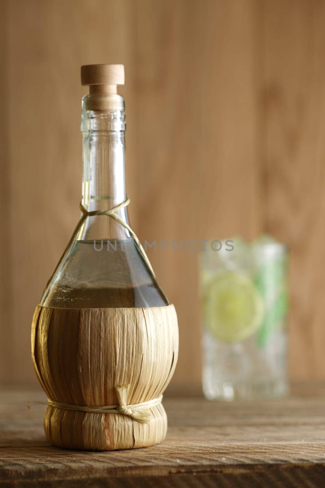 Morning cold lemonade on wooden table