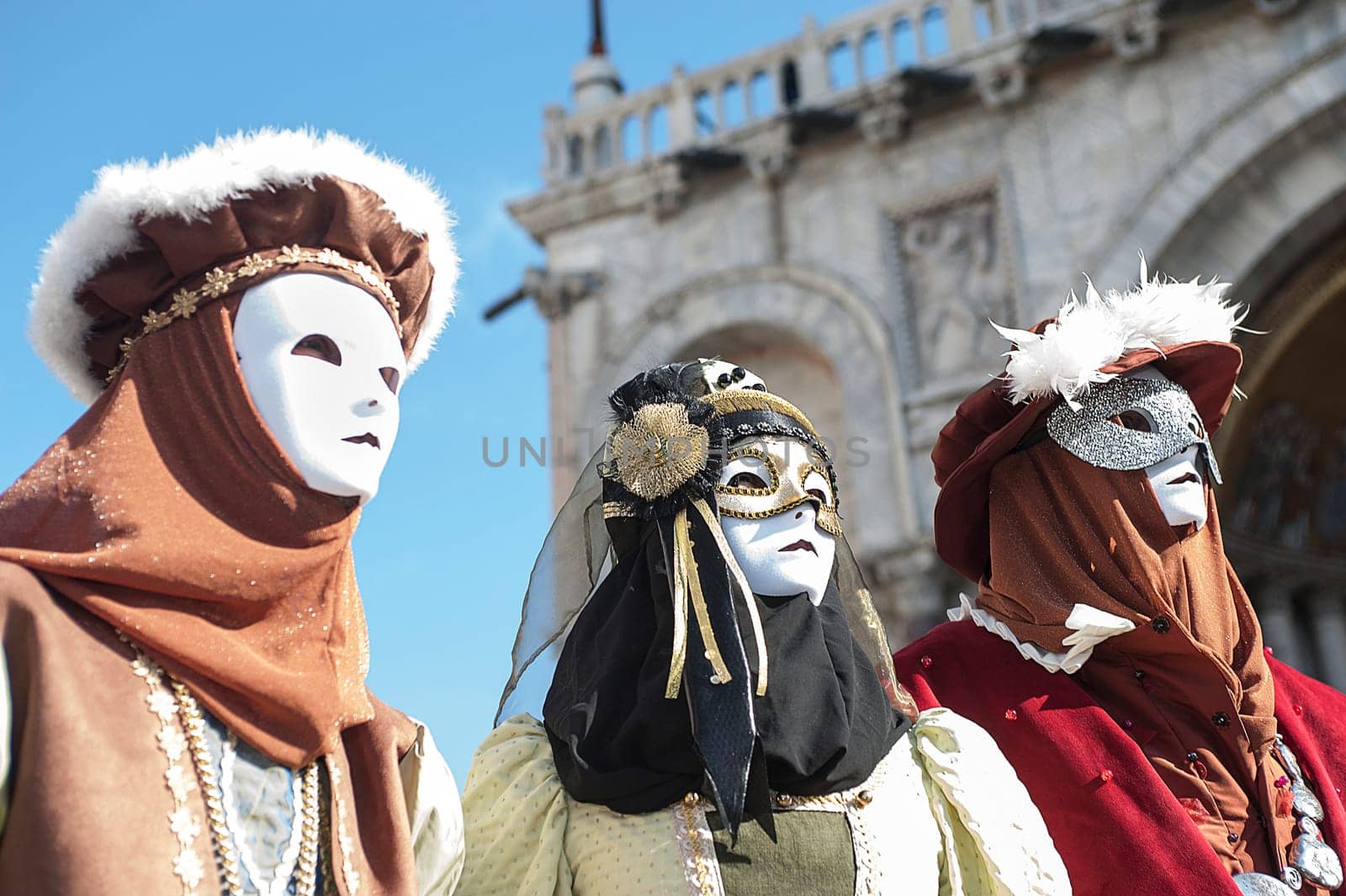VENICE, ITALY - Febrary 23 2019: The masks of the Venice carnival 2019........................
