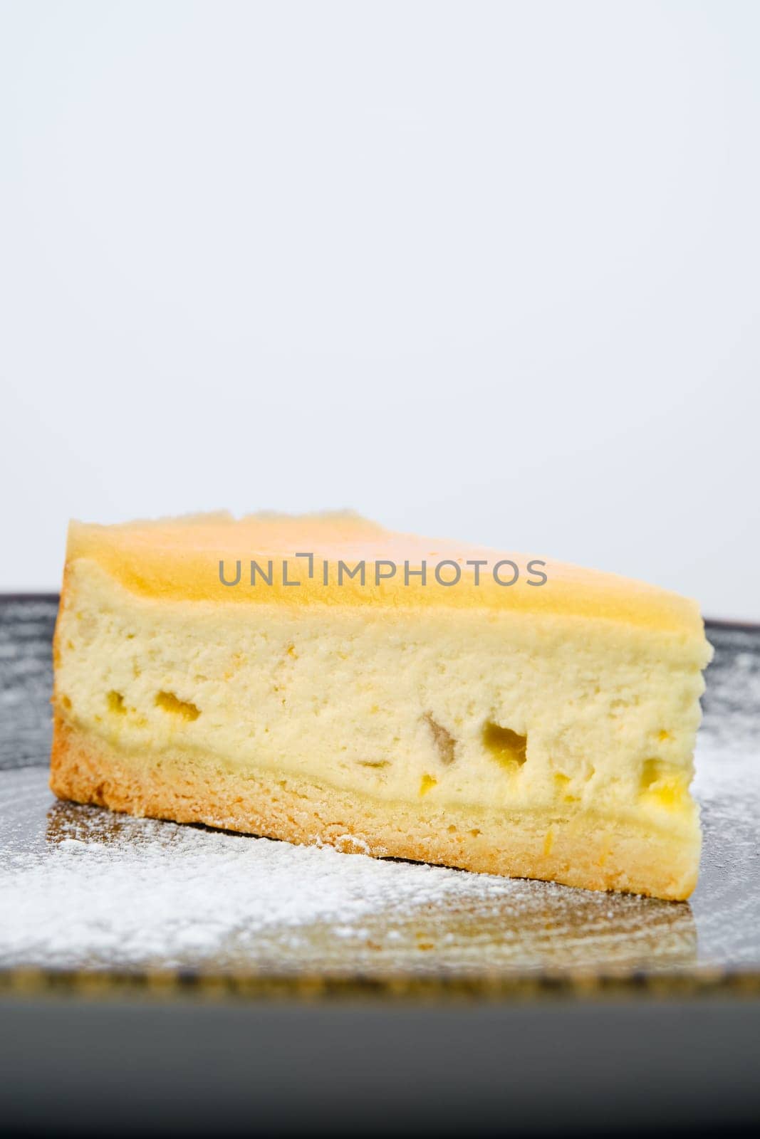 Close up view portion of pumpkin cheese cake