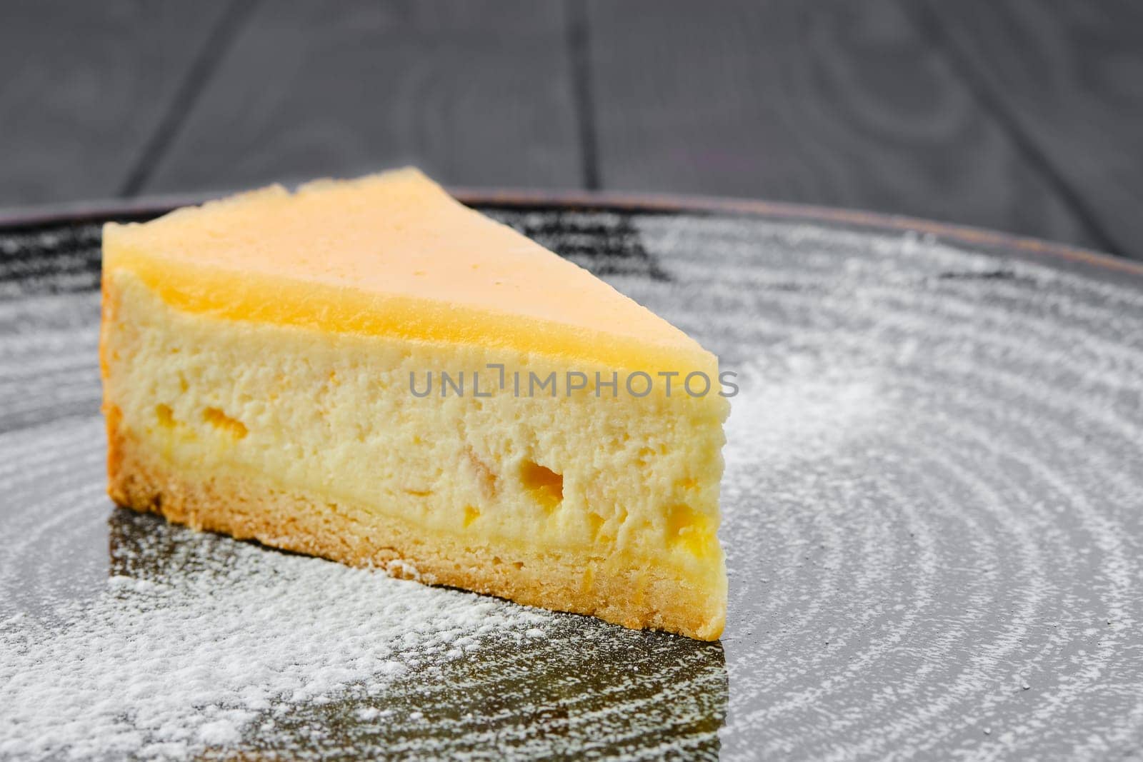 Close up view portion of pumpkin cheese cake